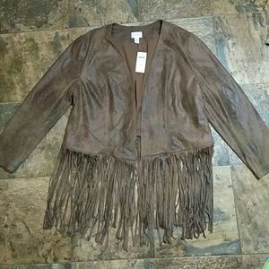 NWT $159 Chicos Fringe Jacket Sz 3